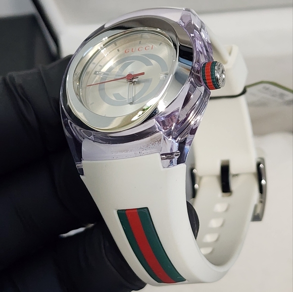 Gucci Sync Stainless Steel & Rubber-Strap Watch YA137302 36mm - White NEW - Picture 3 of 7